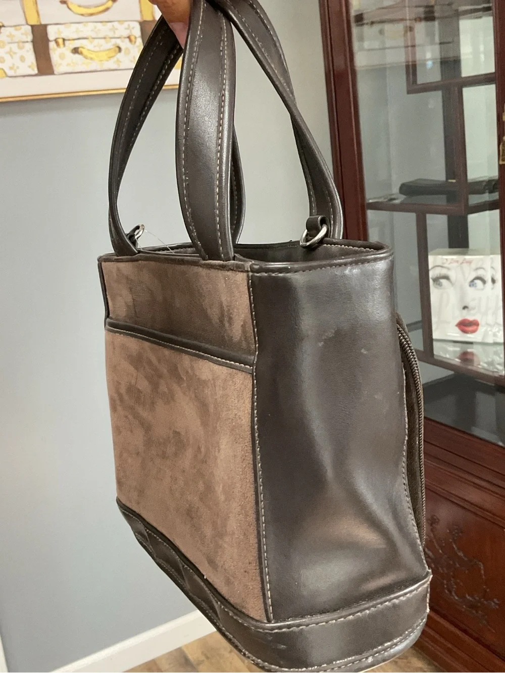 Brown Suede and Leather Purse